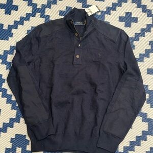 Polo Ralph Lauren 1/4 Zip Hybrid Pullover Sweater Navy Size M New